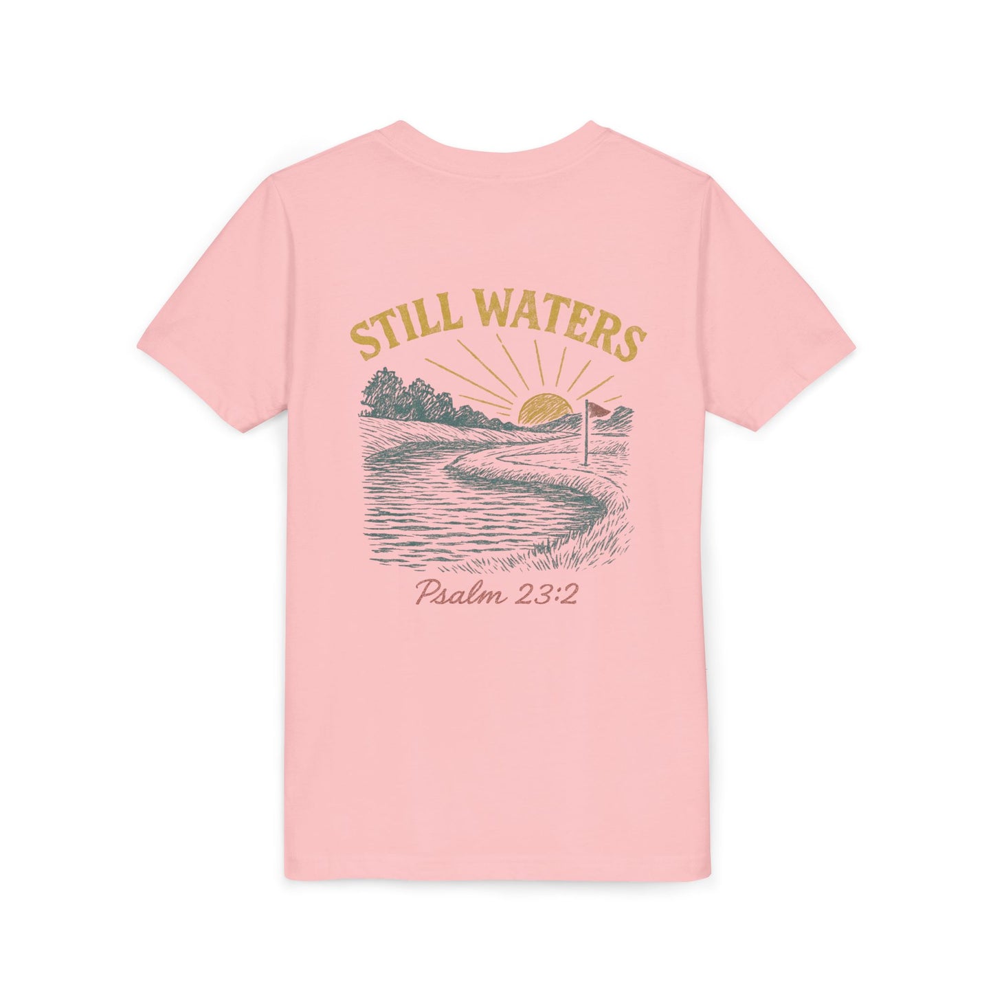 Youth Inspirational Tee - Still Waters Design with Psalm 23:2