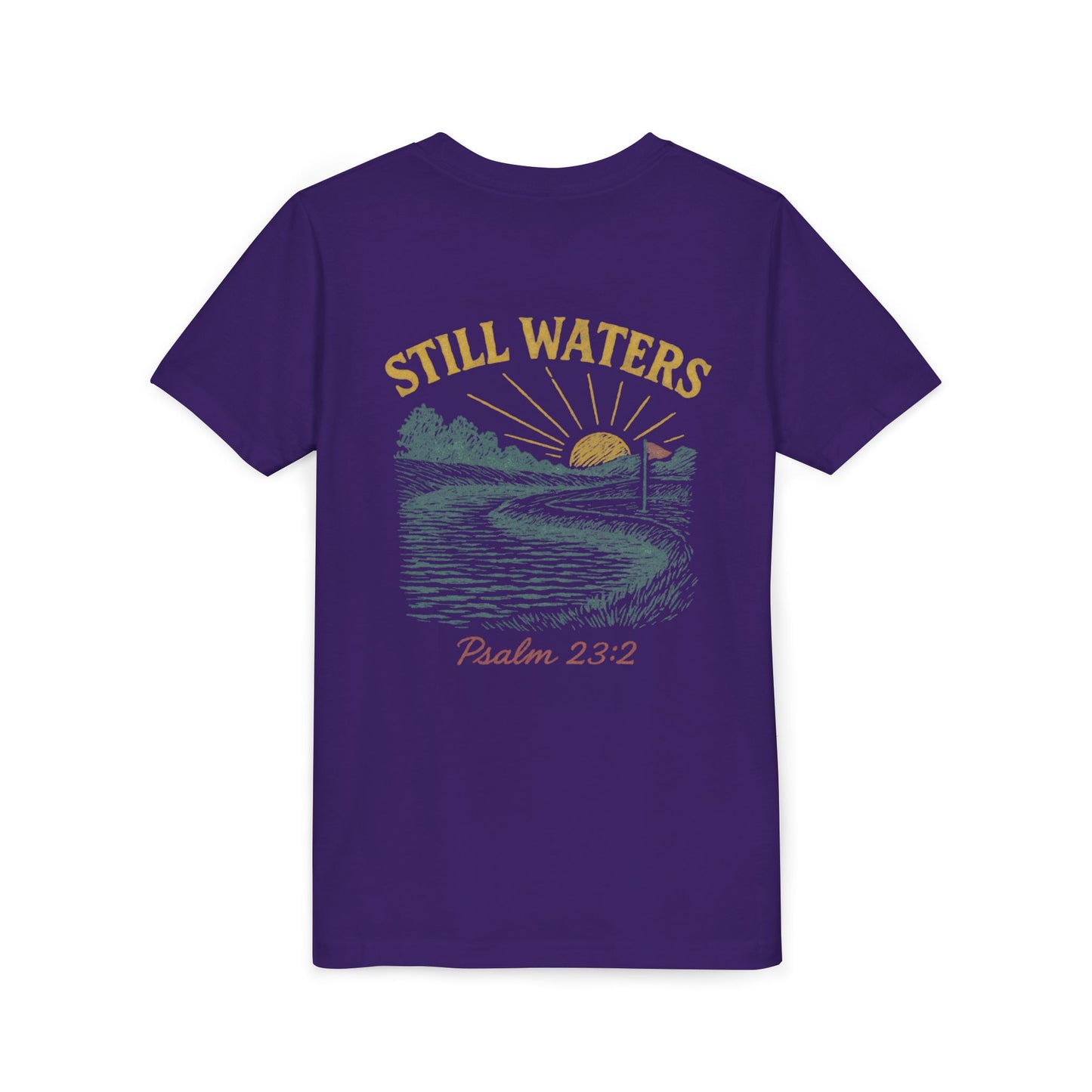 Youth Inspirational Tee - Still Waters Design with Psalm 23:2