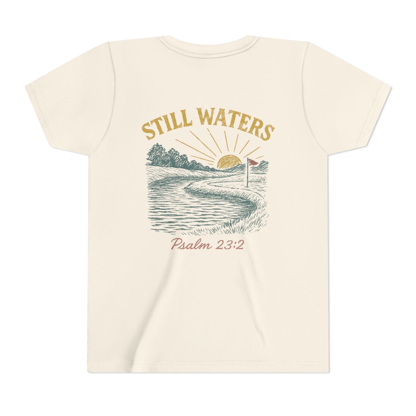 Youth Inspirational Tee - Still Waters Design with Psalm 23:2