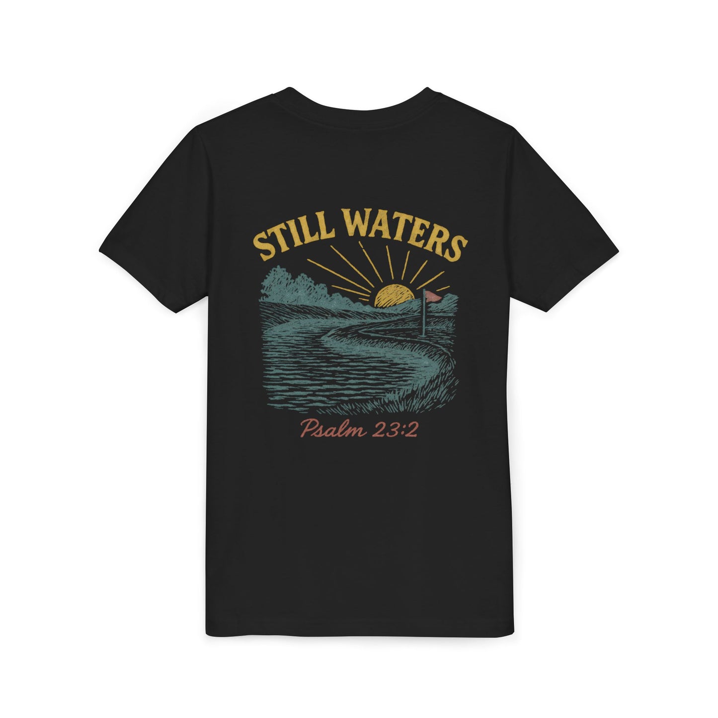 Youth Inspirational Tee - Still Waters Design with Psalm 23:2