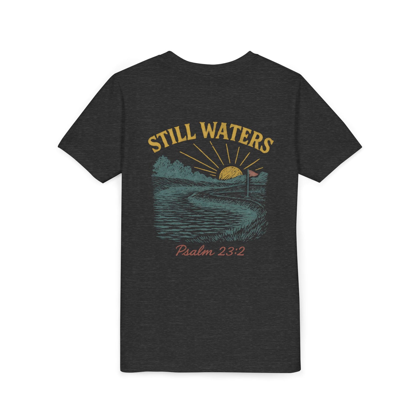 Youth Inspirational Tee - Still Waters Design with Psalm 23:2