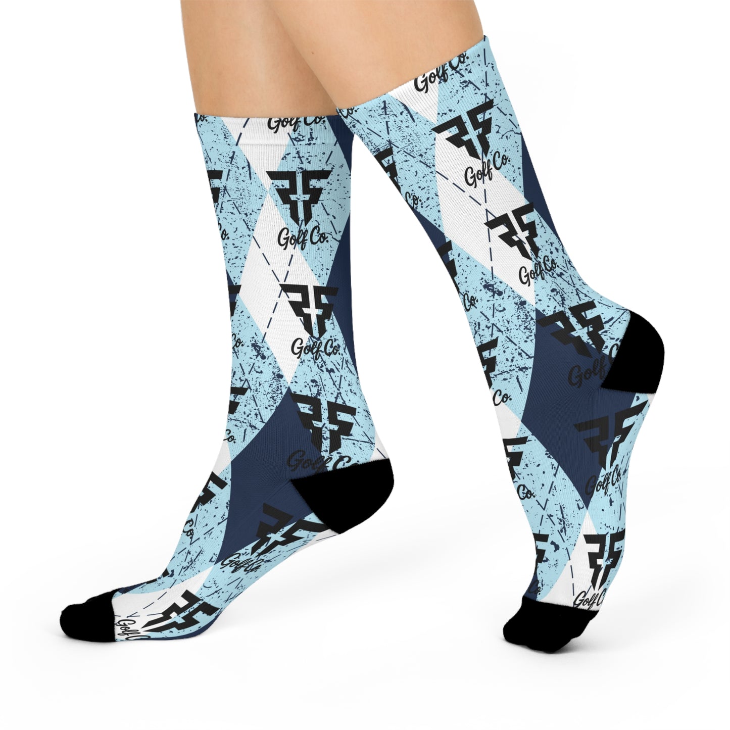 Faith & Fairways Blue + White Plaid Crew Socks