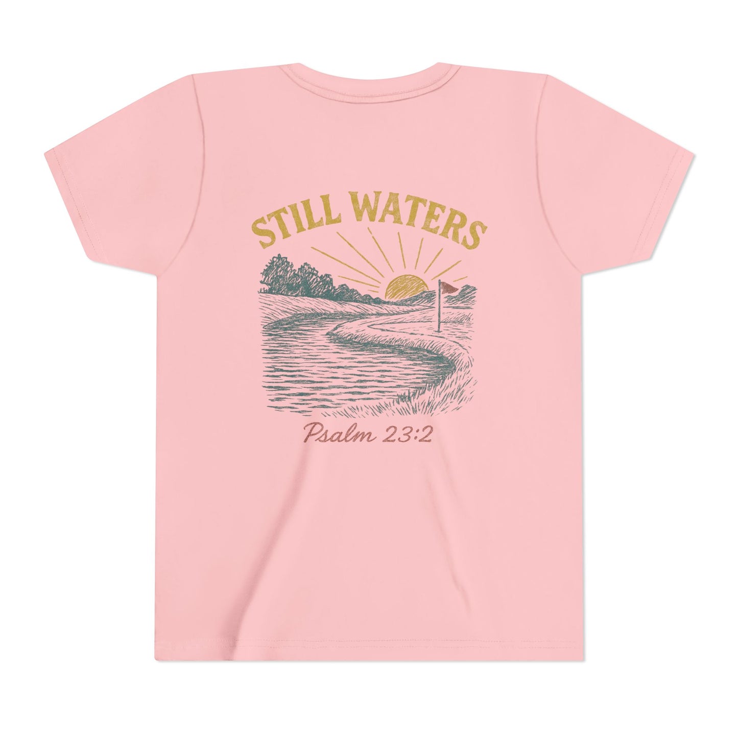 Youth Inspirational Tee - Still Waters Design with Psalm 23:2