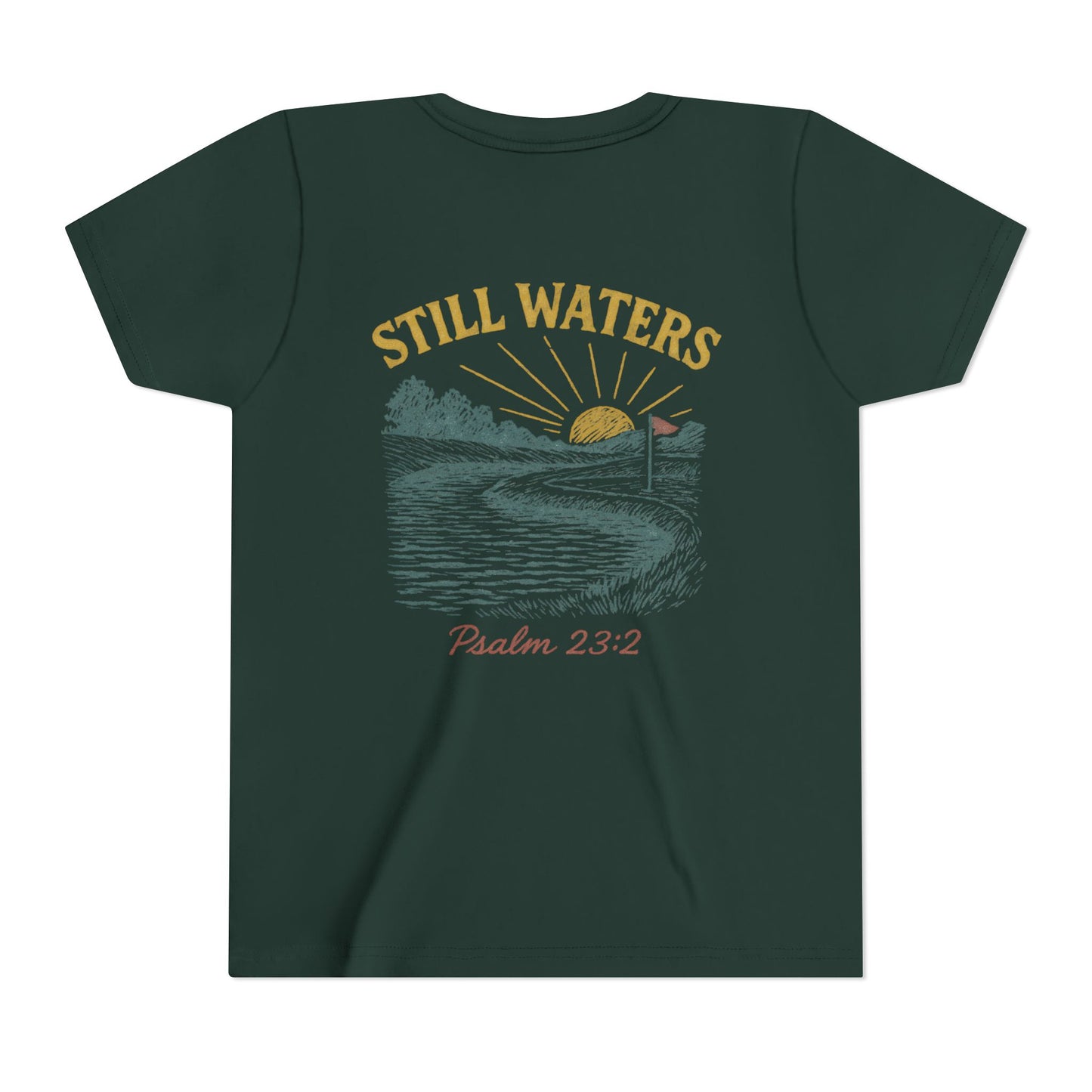Youth Inspirational Tee - Still Waters Design with Psalm 23:2