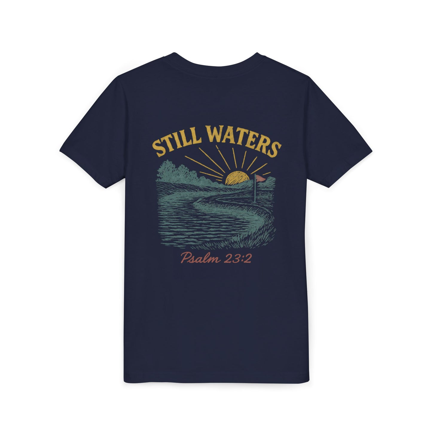 Youth Inspirational Tee - Still Waters Design with Psalm 23:2