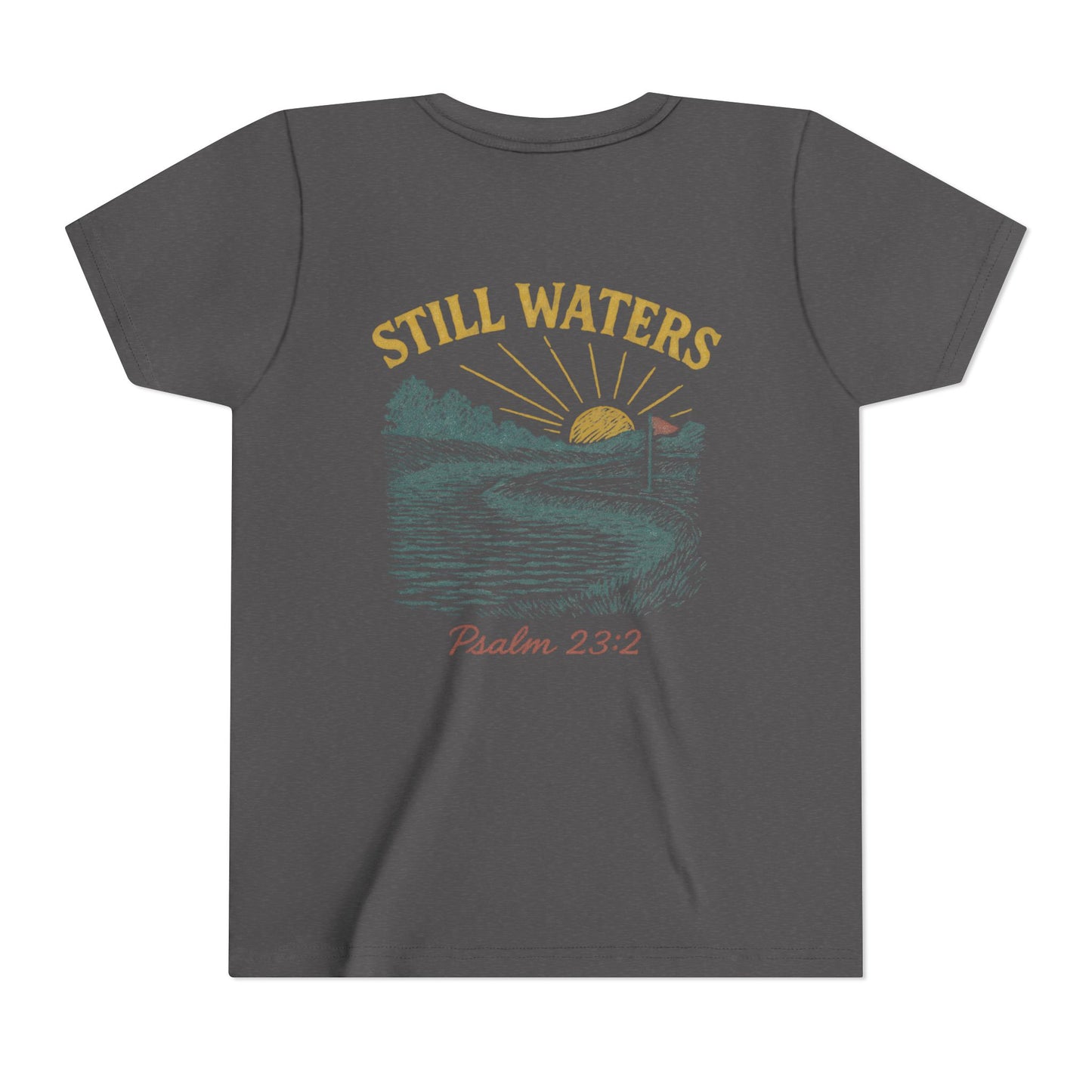 Youth Inspirational Tee - Still Waters Design with Psalm 23:2