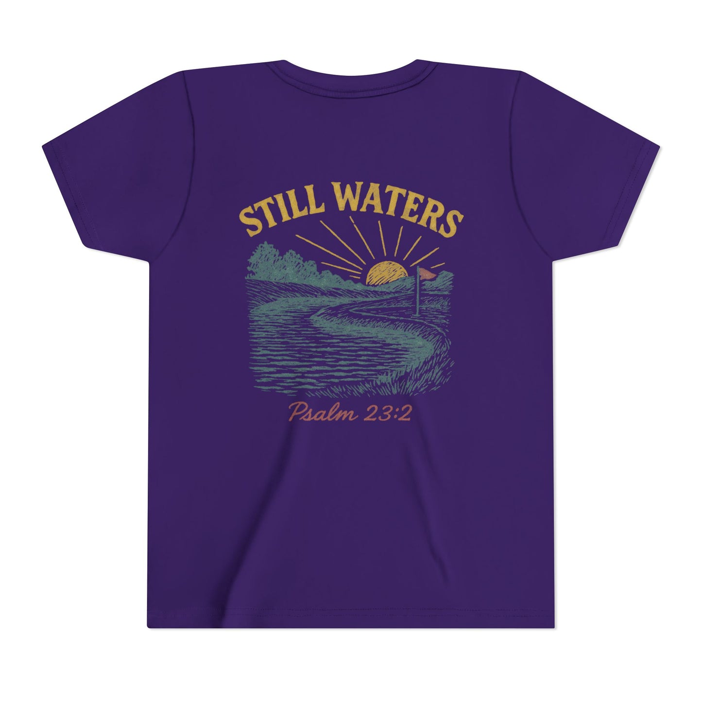 Youth Inspirational Tee - Still Waters Design with Psalm 23:2