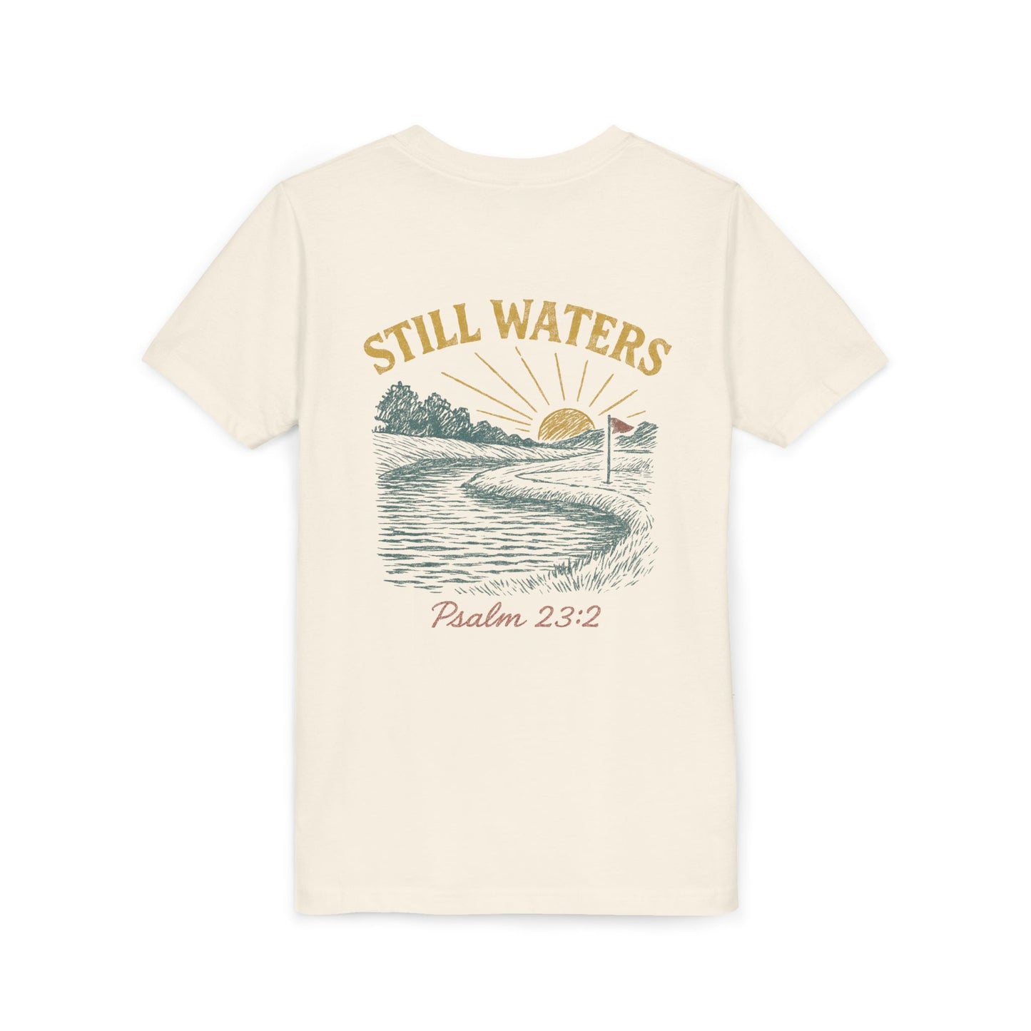 Youth Inspirational Tee - Still Waters Design with Psalm 23:2