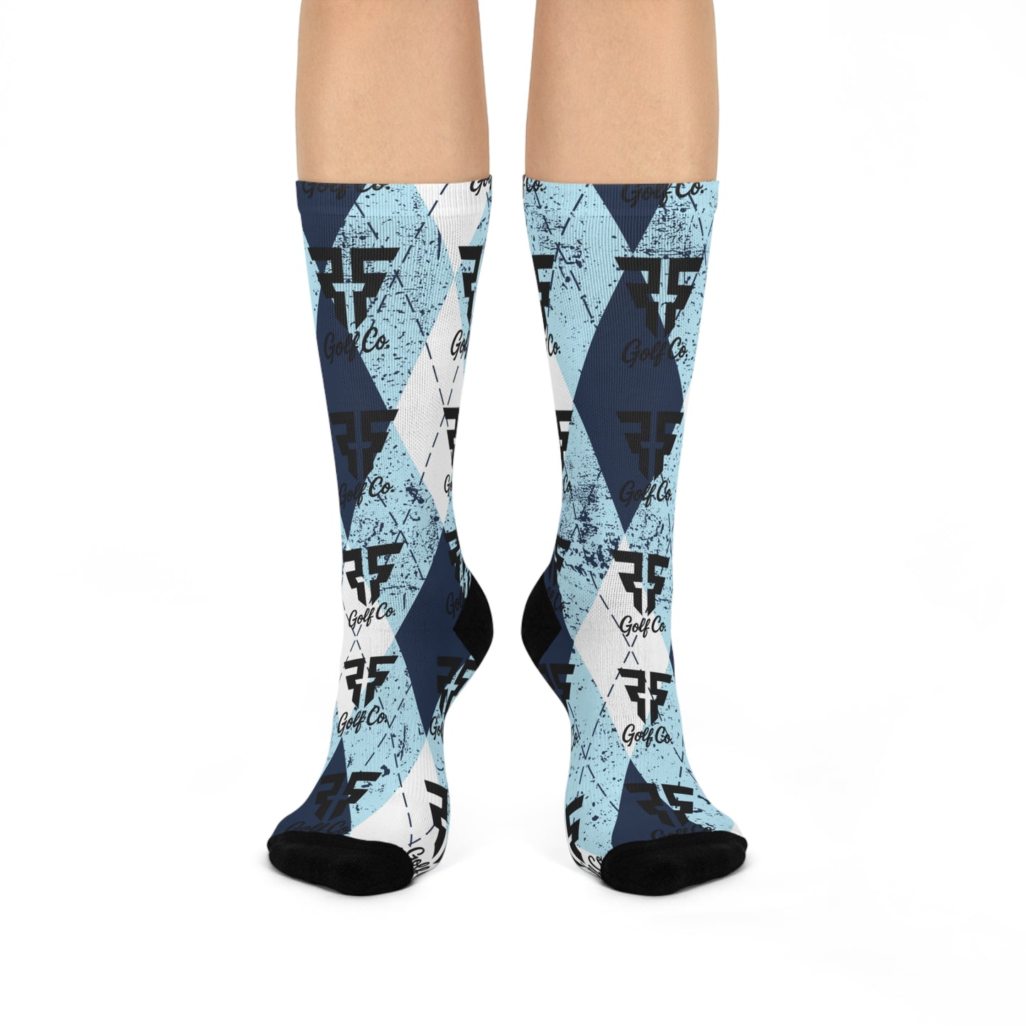 Faith & Fairways Blue + White Plaid Crew Socks
